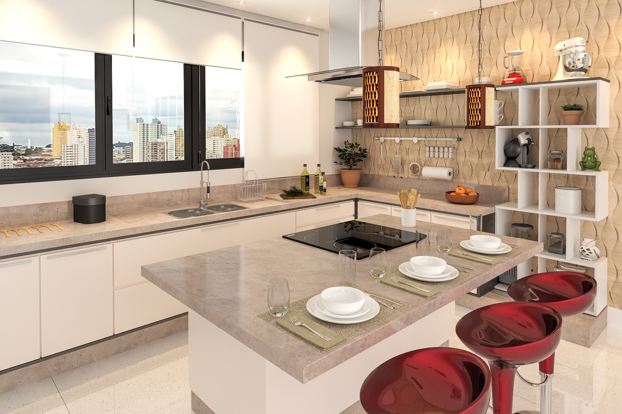 ideias de cozinha com ilha central pequena