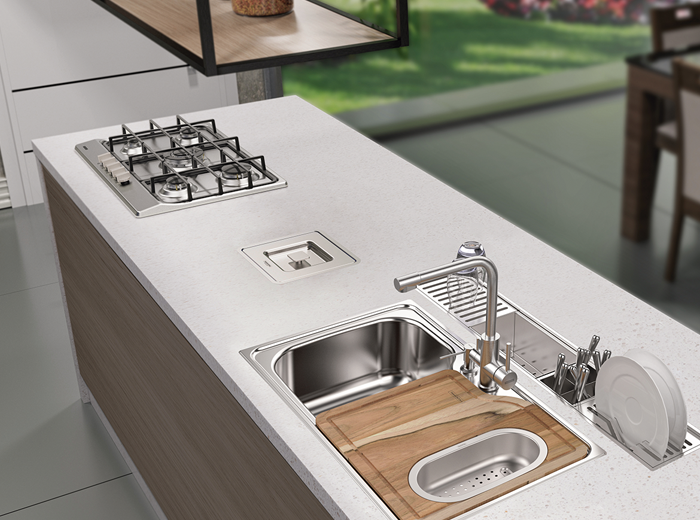 ideias de cozinha com lixeira de embutir