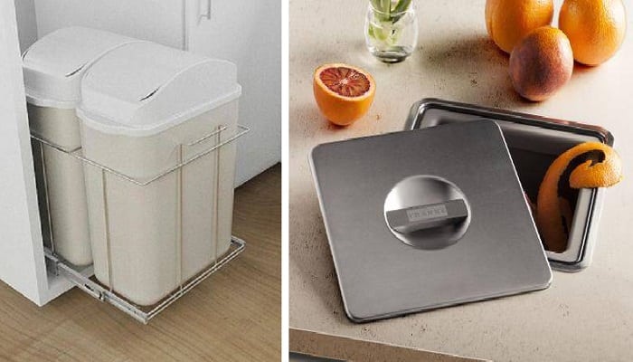 ideias de cozinha com lixeira de embutir