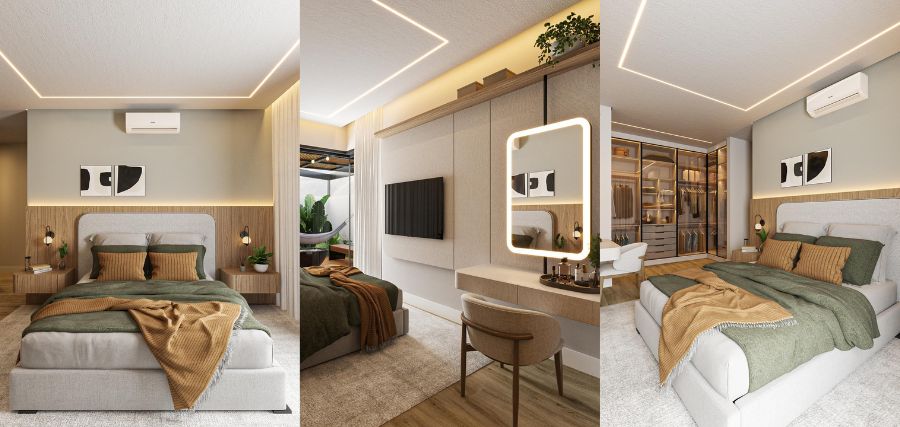 ideias de iluminação para quarto relaxante