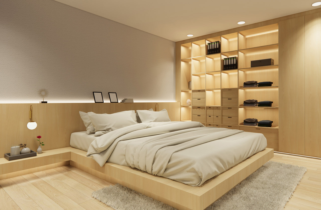 ideias de iluminação para quarto relaxante