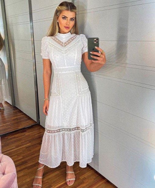 vestido midi laise vs pantalona seda para batizado