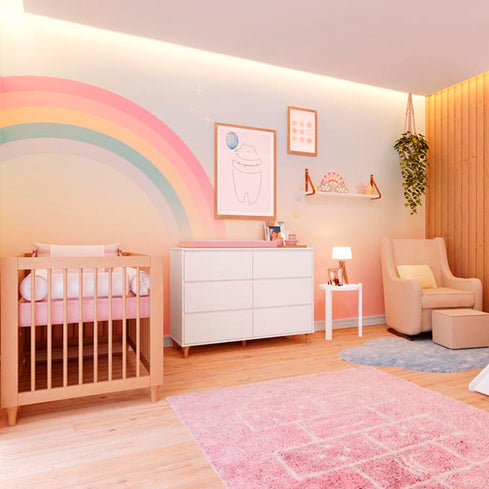 ideias de decoração quarto de bebê tema arco-íris simples