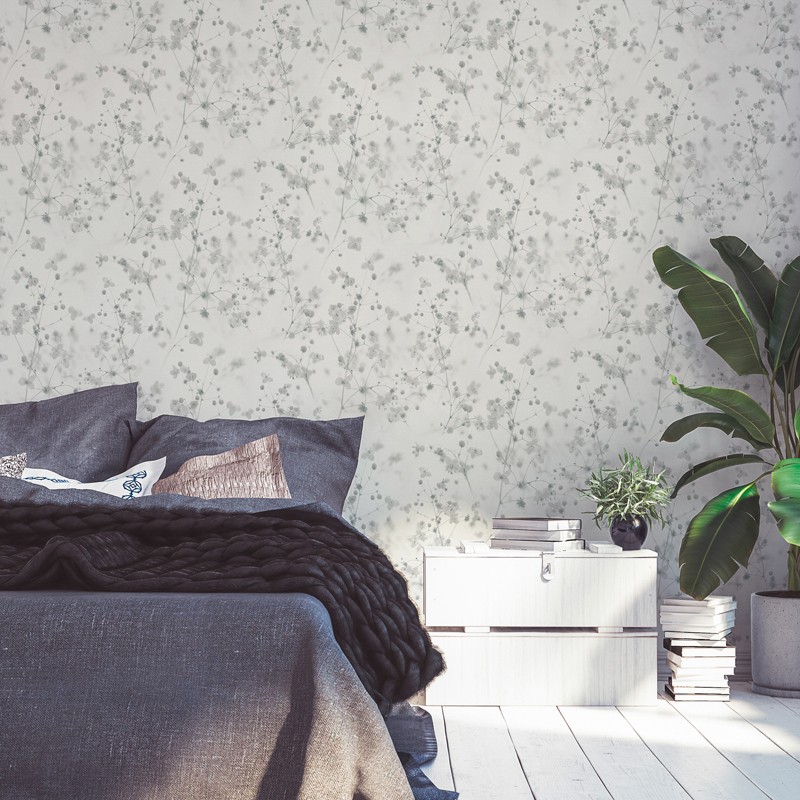 ideias de papel de parede floral para quarto de casal pequeno