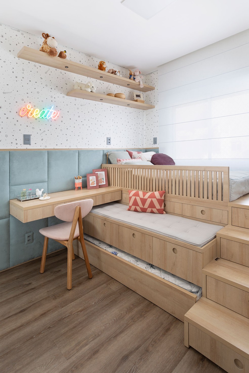 ideias de quarto de solteiro com bicama