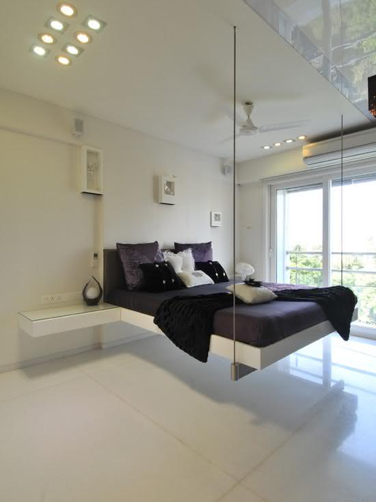 ideias de quarto de solteiro com cama suspensa