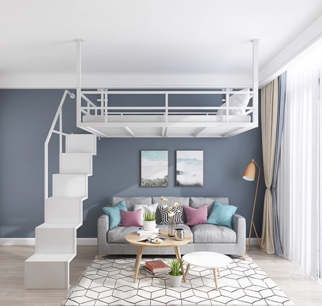 ideias de decoração quarto solteiro cama suspensa