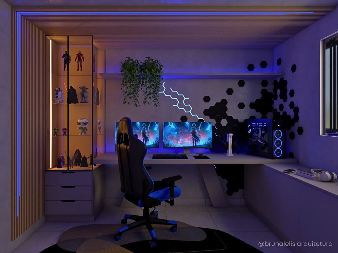 como instalar painel de led hexagonal no quarto gamer