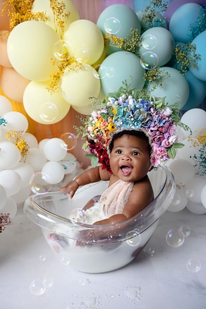 cenários criativos para fotos de bebê 1 mês feminino