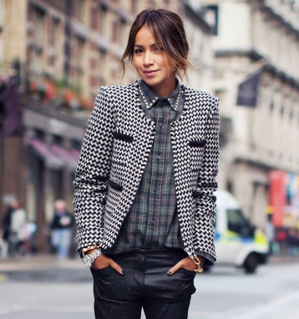 Jaqueta tweed ampla