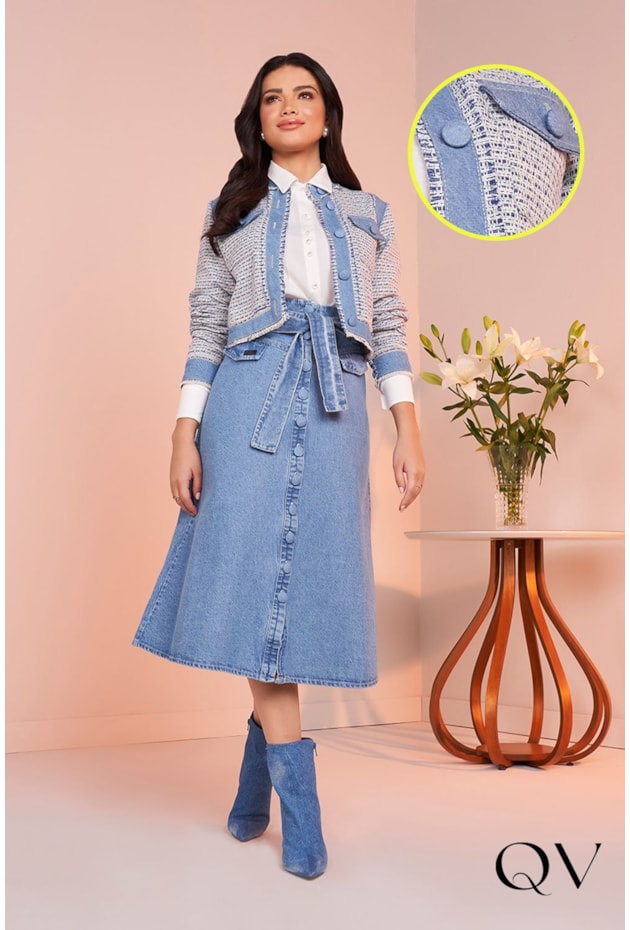 Jaqueta tweed com botões