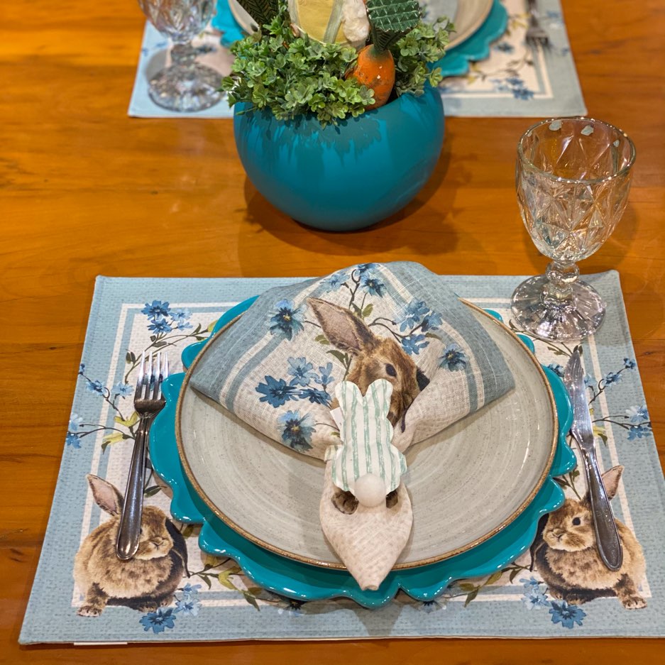 Onde encontrar jogos americanos de linho bordado para a Páscoa