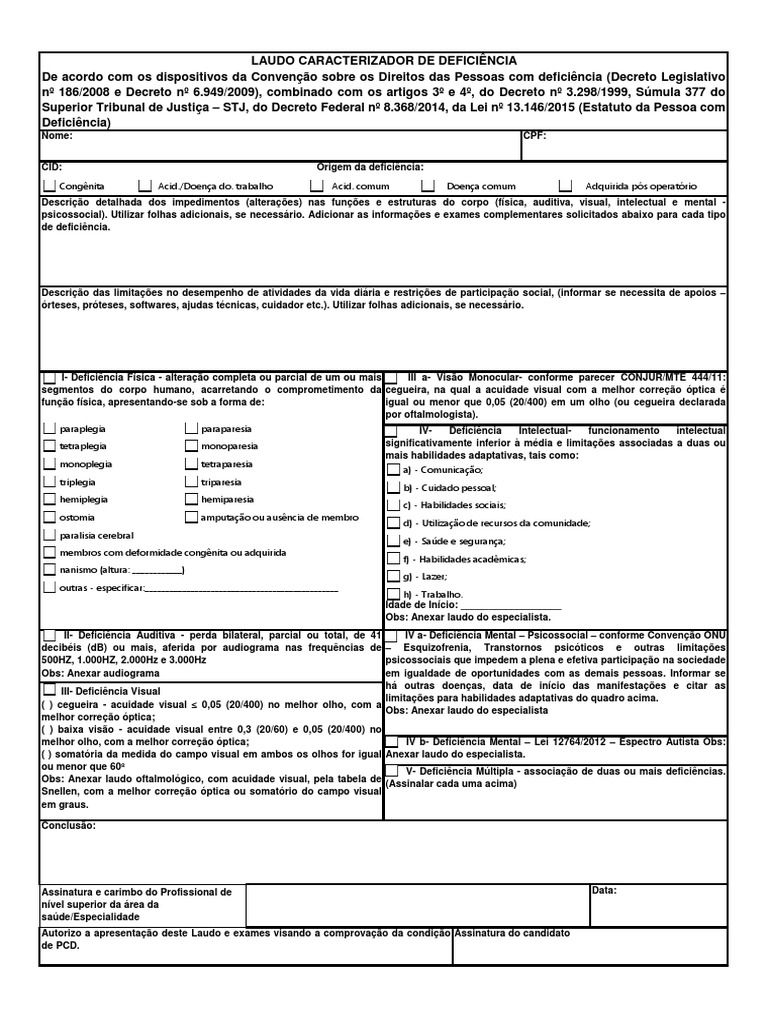 laudo pcd para concurso
