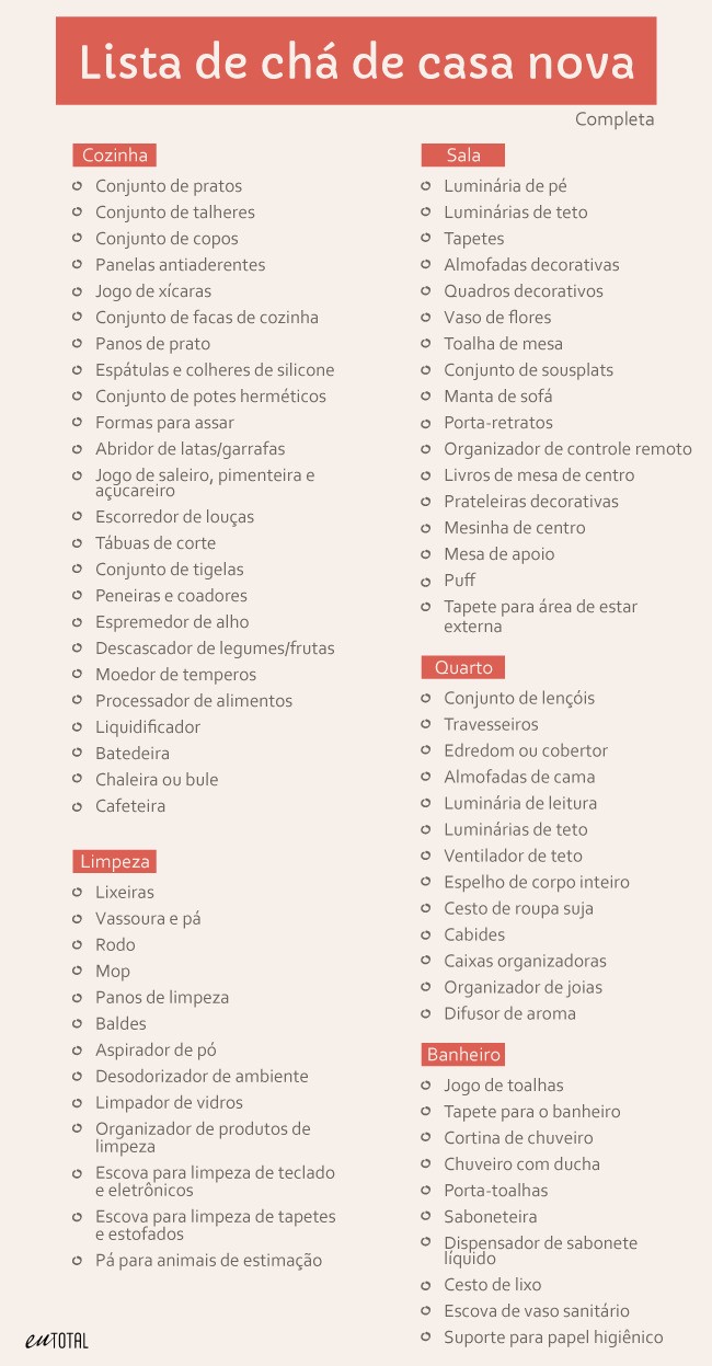 Lista De Casa Nova Completa
