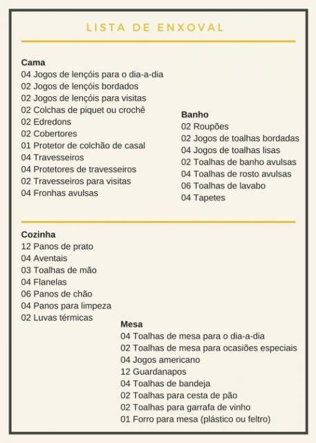 Lista De Casa Nova Completa