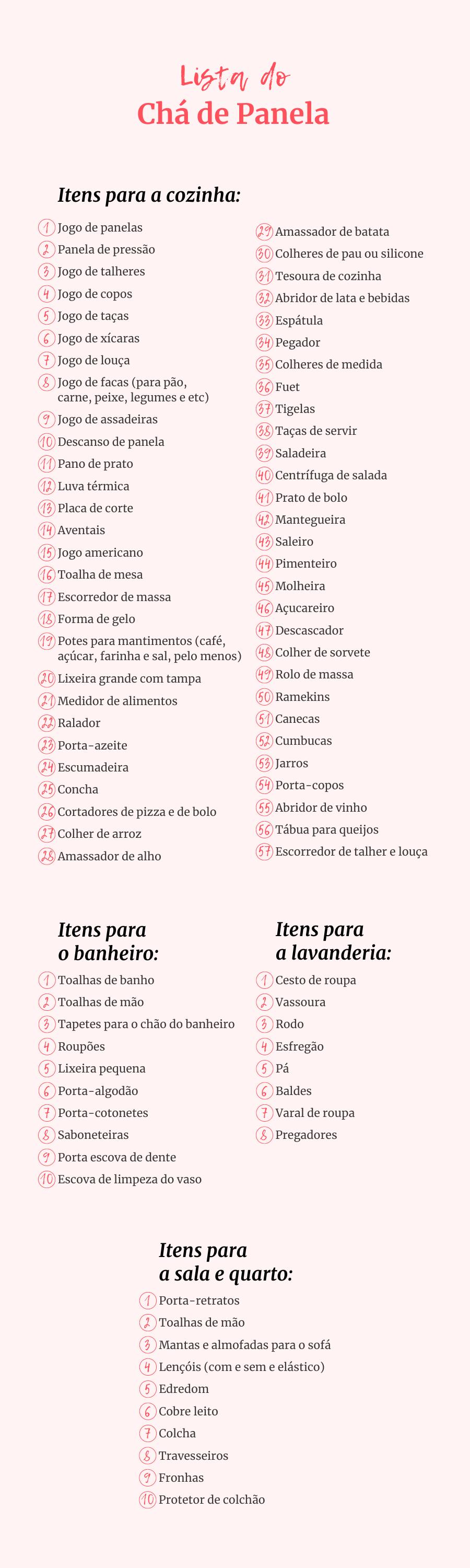 5 ideias de títulos:
1. Guia Definitivo: Montando sua Casa Nova do Zero
2. Checklist Essencial: O Que Não Pode Faltar na Sua Lista de Casa Nova
3. Dicas de Ouro para Organizar o Chá de Casa Nova Perfeito
4. Cômodo por Cômodo: A Lista Completa para Sua Nova Moradia
5. Planejamento Inteligente: Como Comprar para Casa Nova Sem Estourar o Orçamento