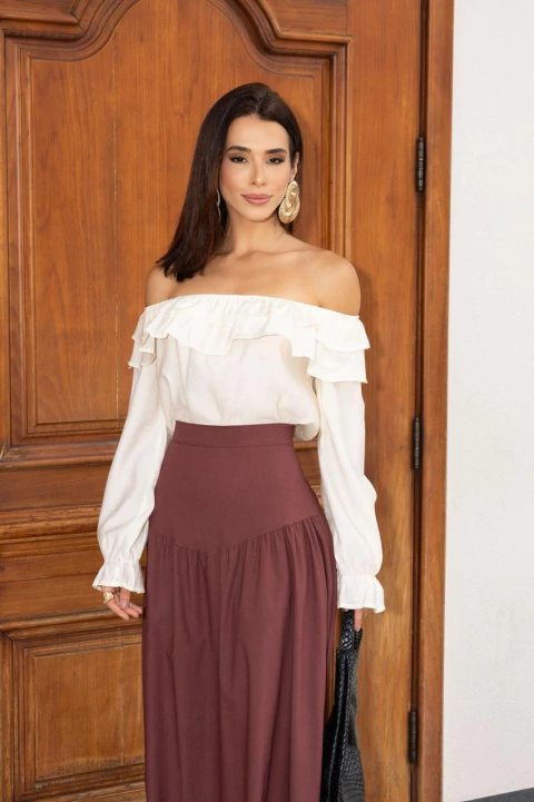 looks com blusa ciganinha (ombro a ombro)