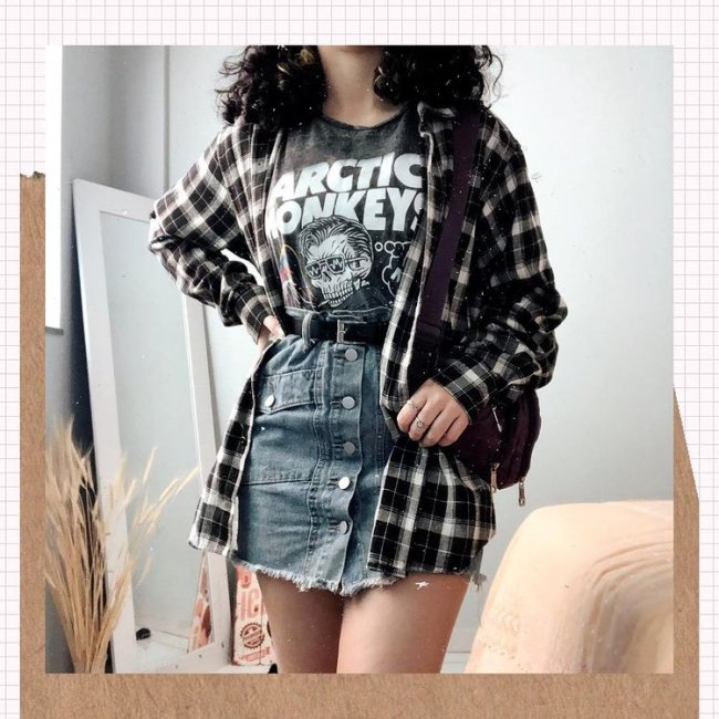 como usar camiseta de banda Nirvana estilo grunge
