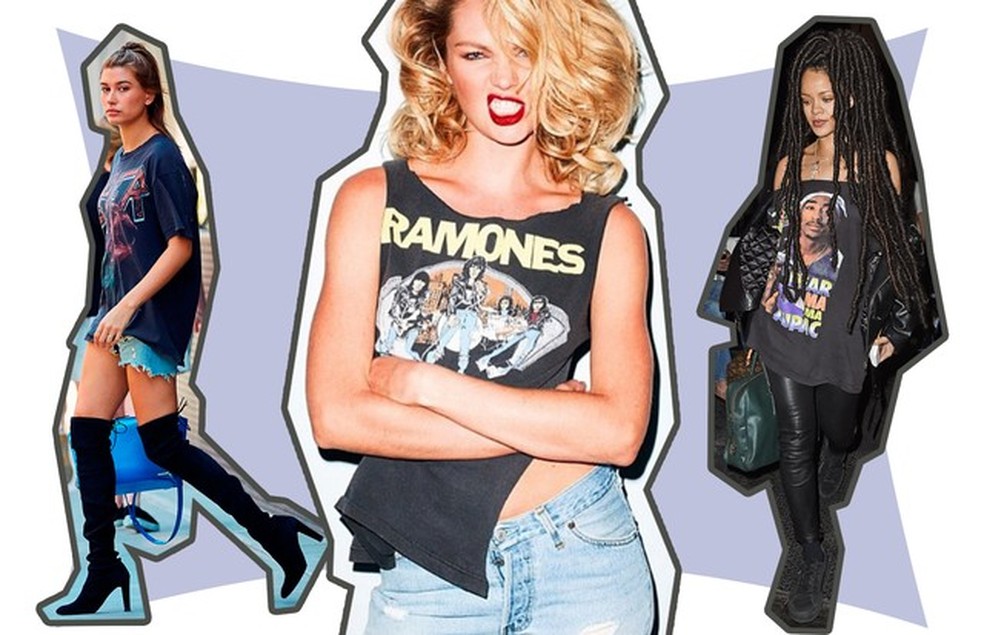 inspiração looks com camiseta de banda grunge