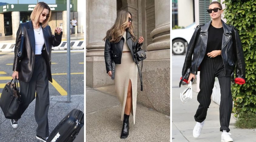 looks com jaqueta de couro feminina para festa no inverno