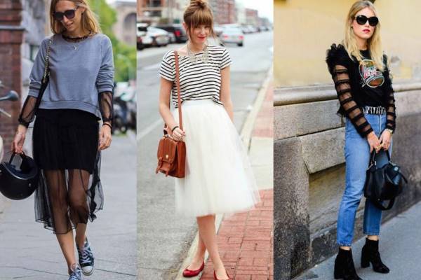 looks com saia de tule ou transparente