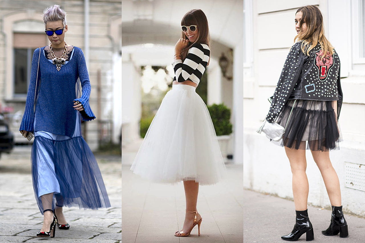 looks com saia de tule ou transparente