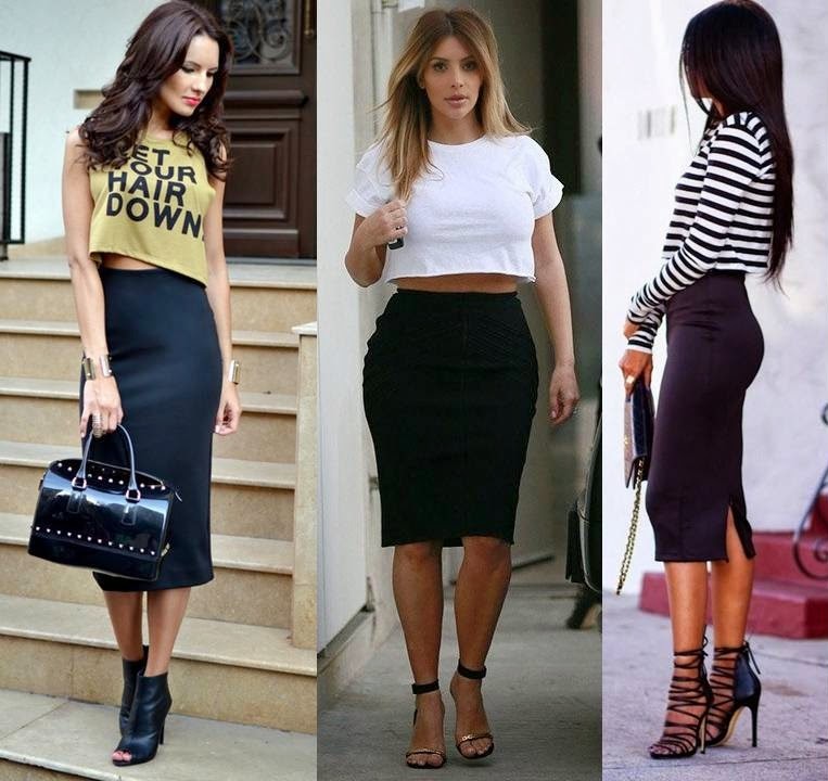looks noturnos com saia lápis