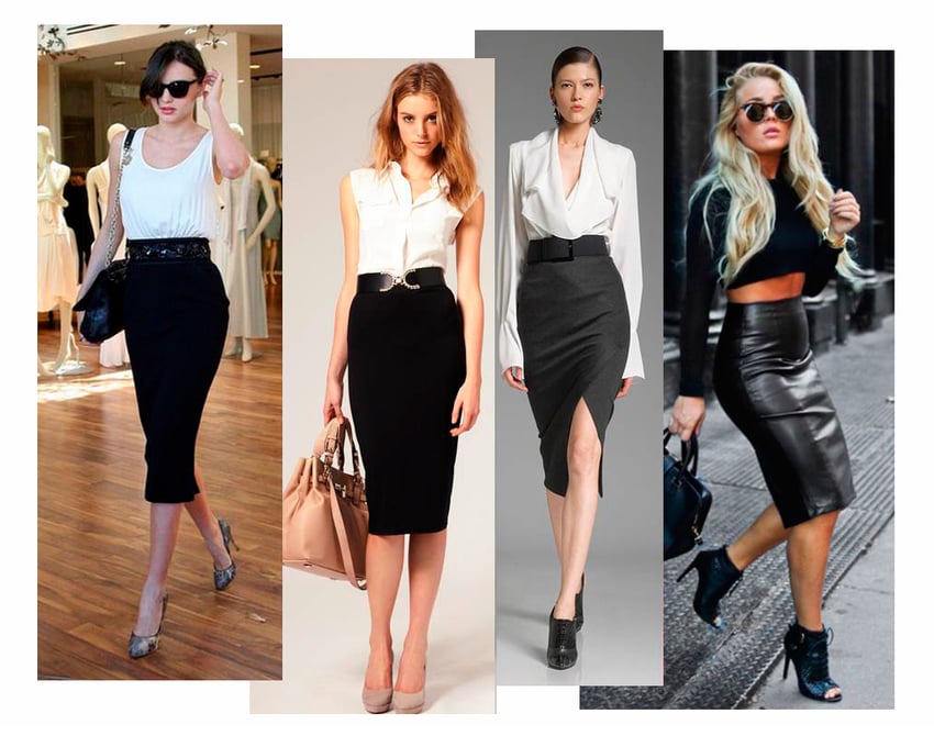 looks noturnos com saia lápis