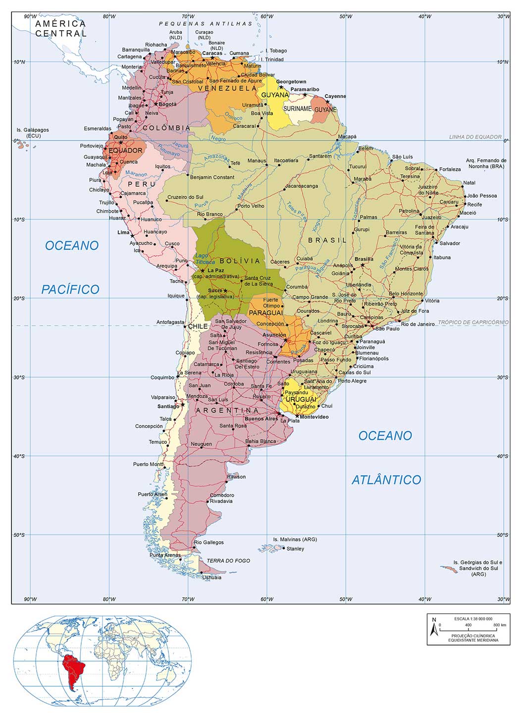países que fazem fronteira com o brasil
