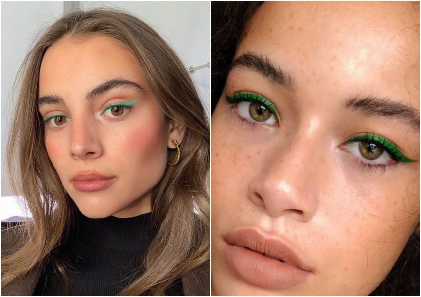 maquiagem com delineado colorido tendência