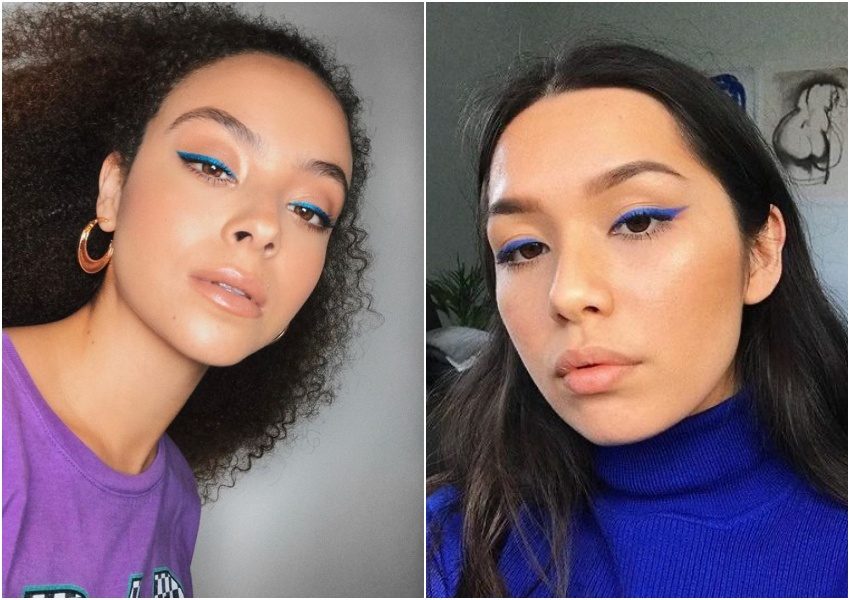 maquiagem com delineado colorido tendência