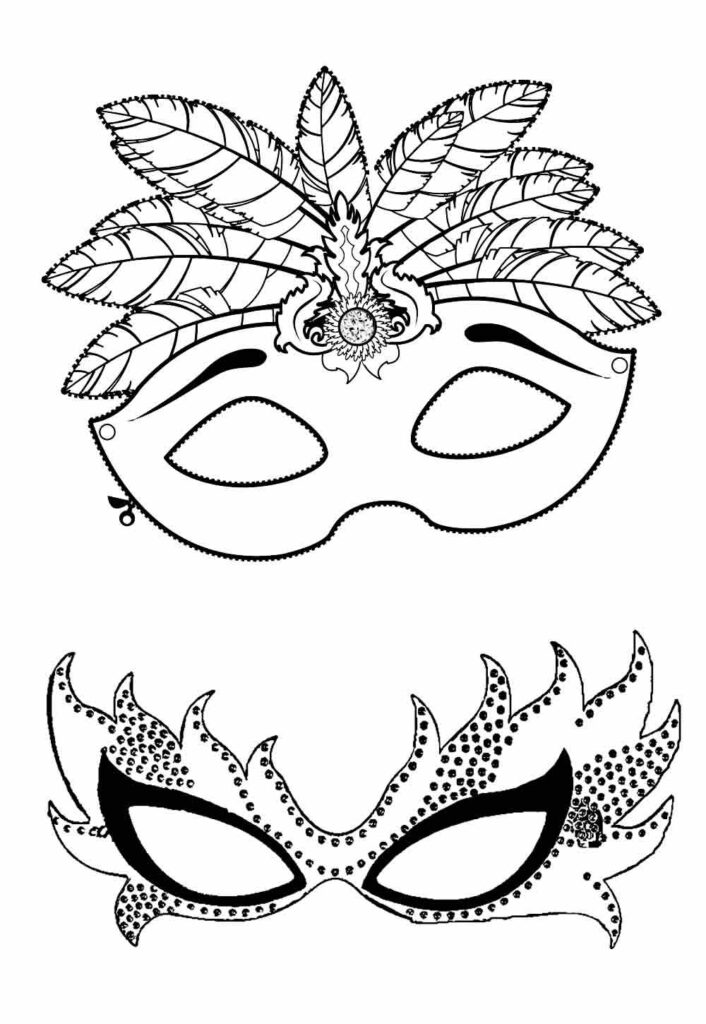 Máscaras de plumas e cristais
