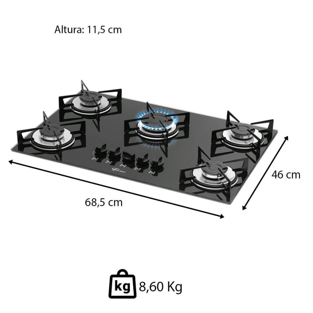 medida cooktop 2 bocas