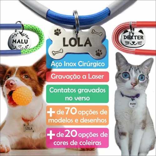 melhores coleiras com identificação (plaquinha)