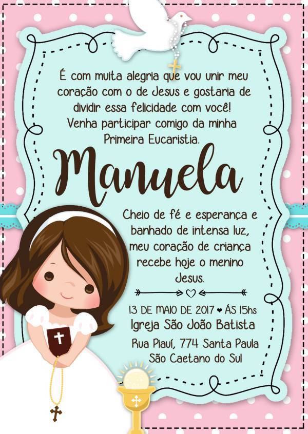 mensagem primeira comunhão para filha