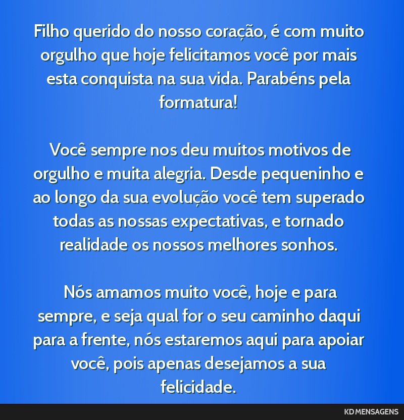 mensagem de formatura para meu filho