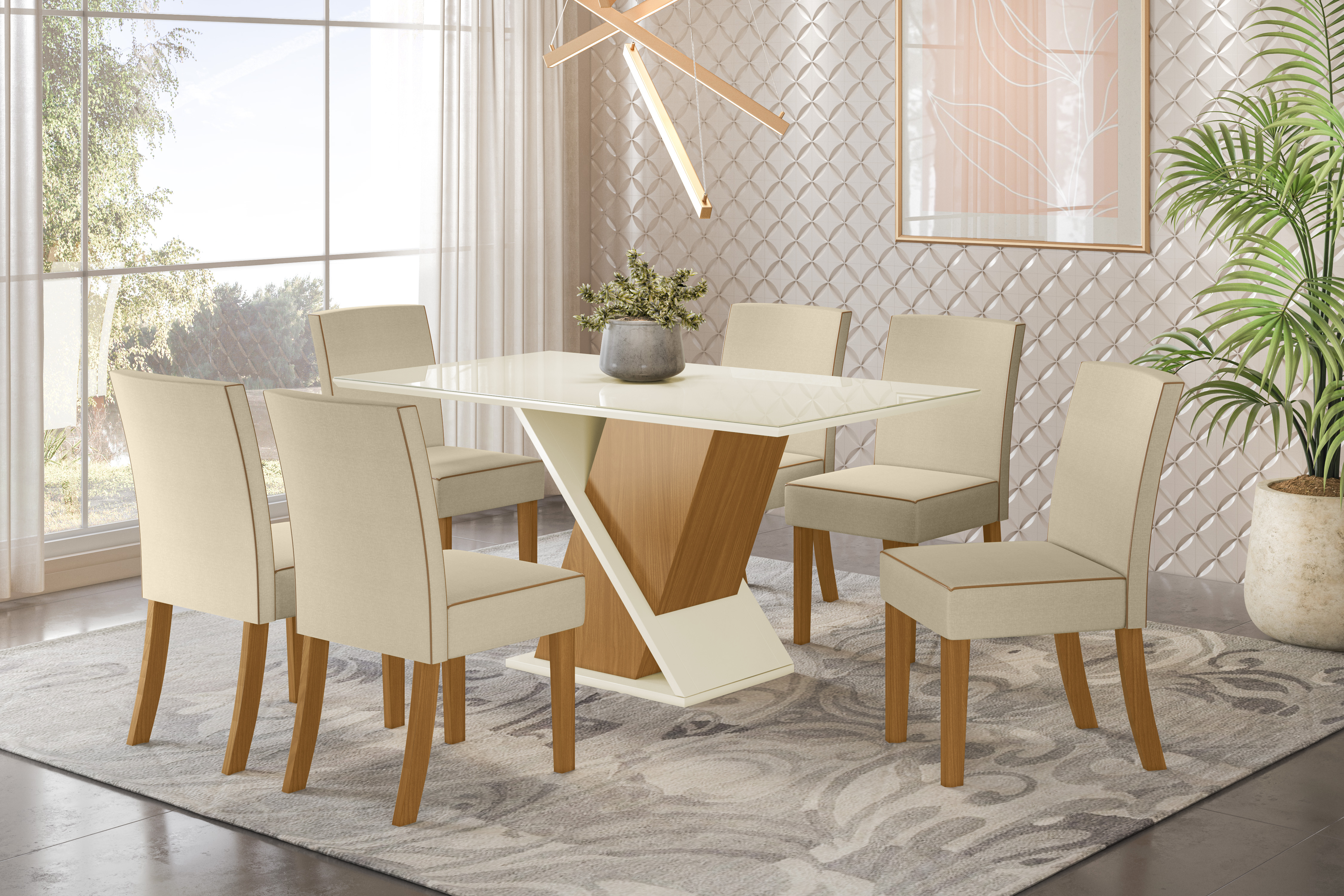 mesa de jantar com design orgânico para sala moderna