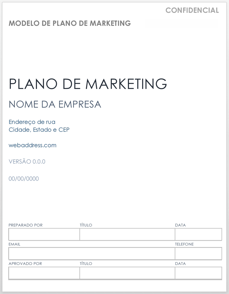 estrutura de plano de marketing