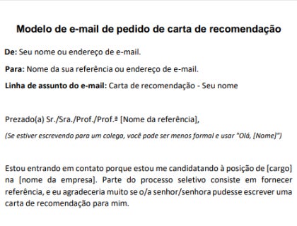 carta de recomendação para aluno