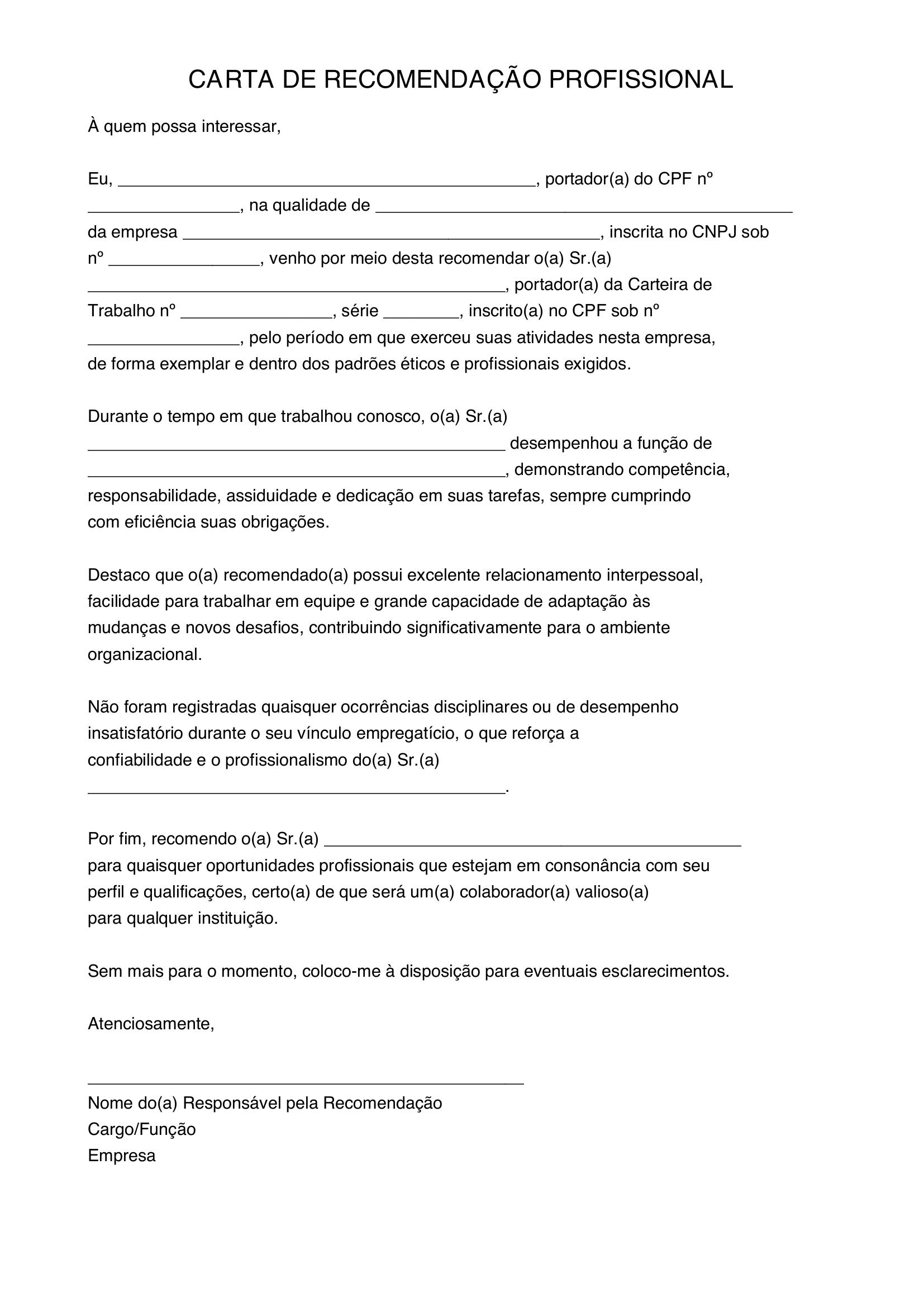 como escrever uma carta de recomendação