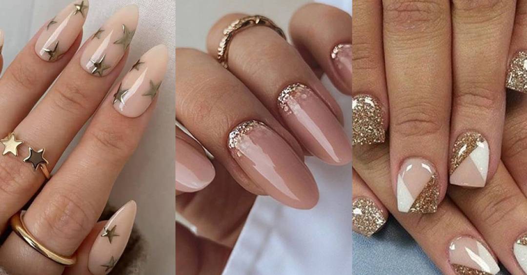 unhas francesinha dourada ano novo