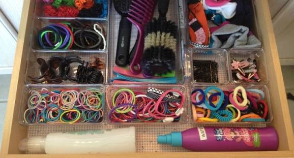organização de acessórios de cabelo infantil