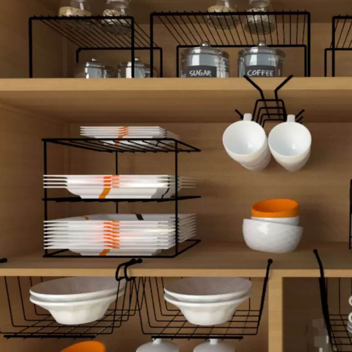 como organizar xícaras e canecas em armários pequenos