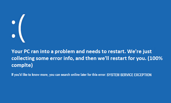 tela azul system service exception driver