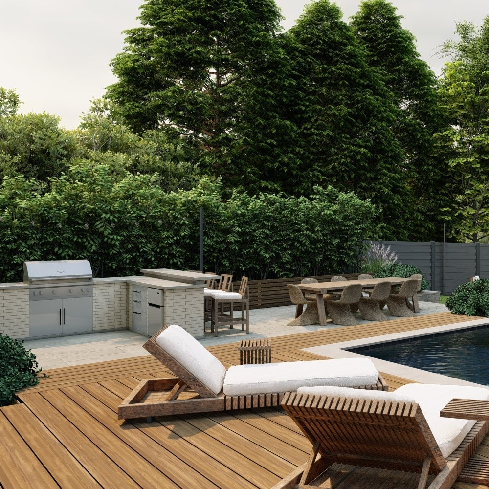 piscina com deck pequeno