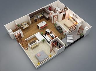 planta de casa 2 quartos com suíte