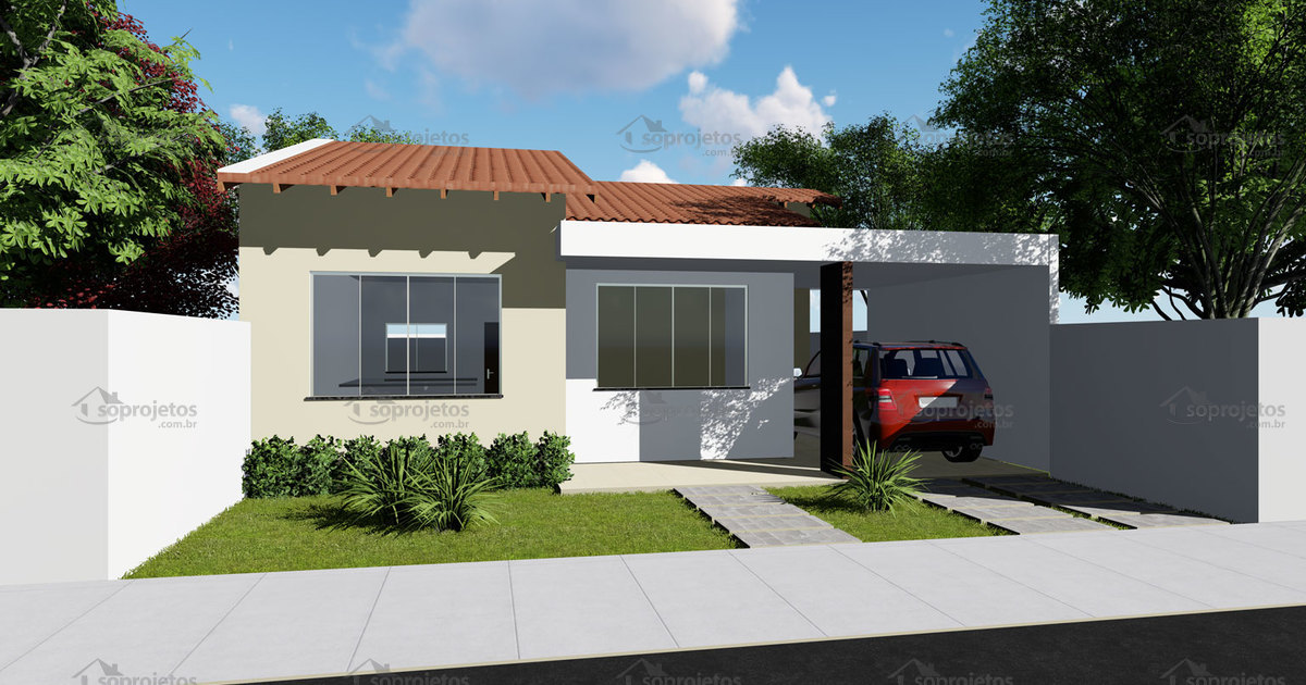 planta de casa 2 quartos cozinha americana