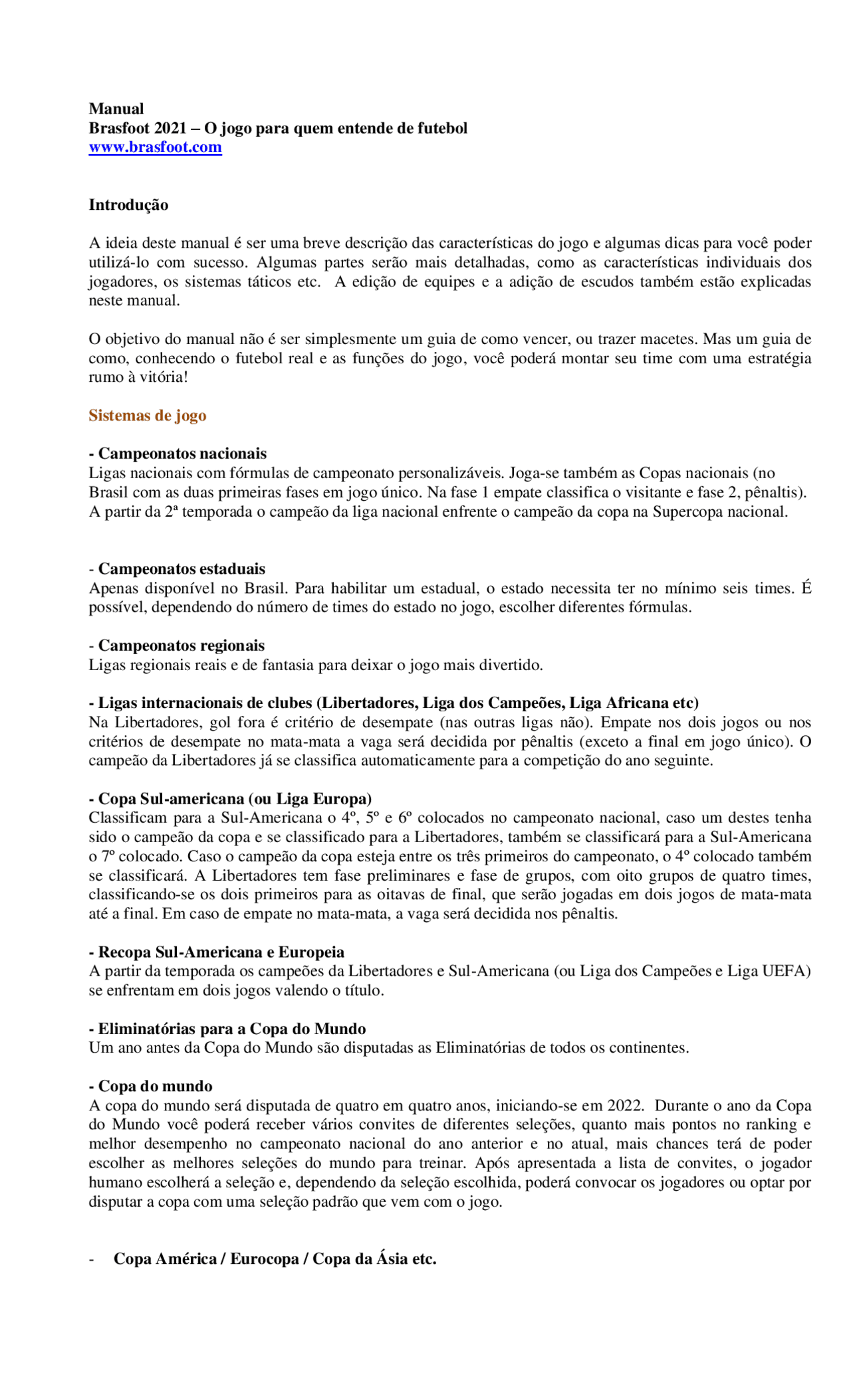 regras de campeonatos de brasfoot online