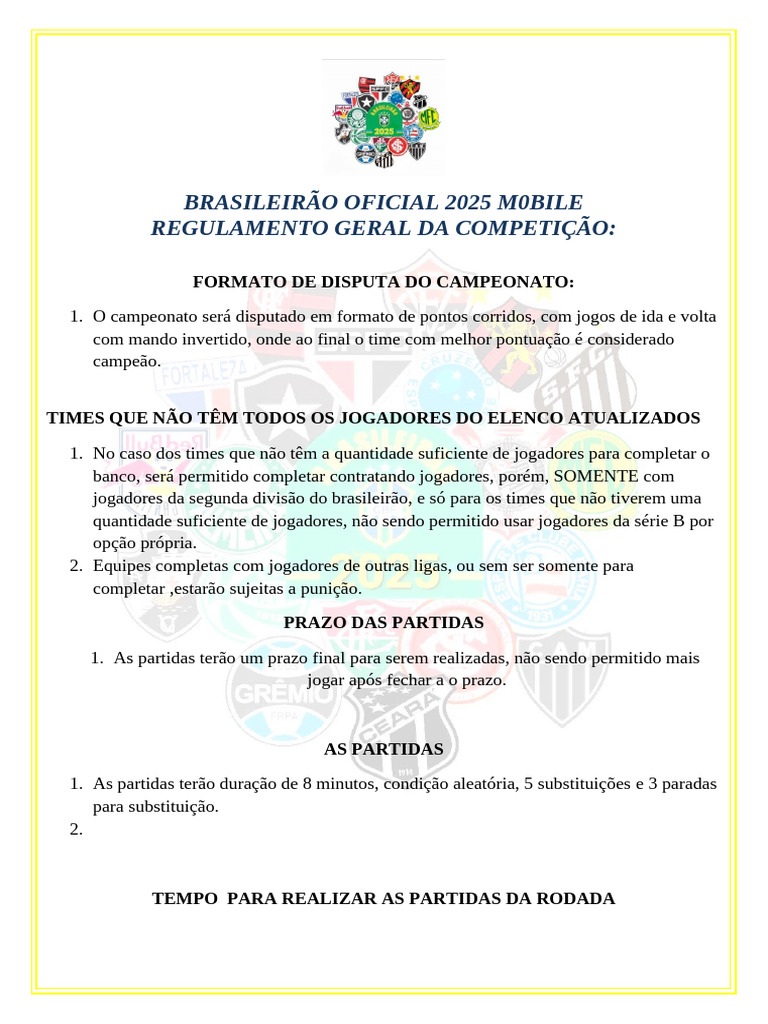 regras de campeonatos de efootball
