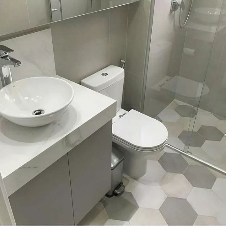 ideias lavabo hexagonal